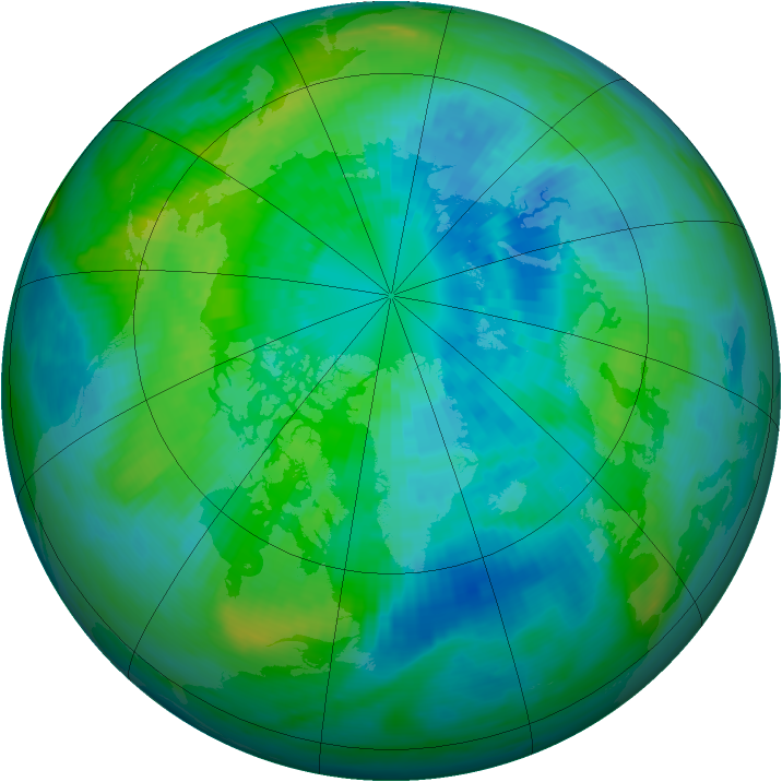 Arctic ozone map for 29 September 1991